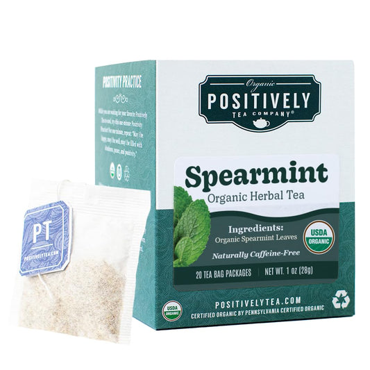 Positively Tea, Organic Spearmint Leaf Herbal Tea Bags, 20 Count