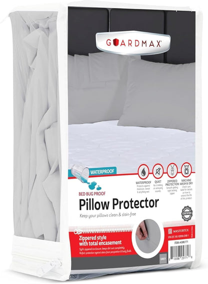 Guardmax Jersey Knitted Pillow Protector with Zipper Standard Size - 4 Pack -100% Waterproof, Bed Bug Proof, Dust Mite Proof, & Hypoallergenic Pillow Covers - Premium Zippered Pillow Cases. (20 X 26)