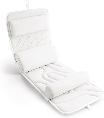 Sunlit Ultra Soft Full Body Bath Pillow for Bathtub, Luxury Thick Tub Pillow for Head Neck Back Support with Lumbar Pillow Multi-Function Stopper, Spa Pillow with Strong Suction Cups, Bath Accessories