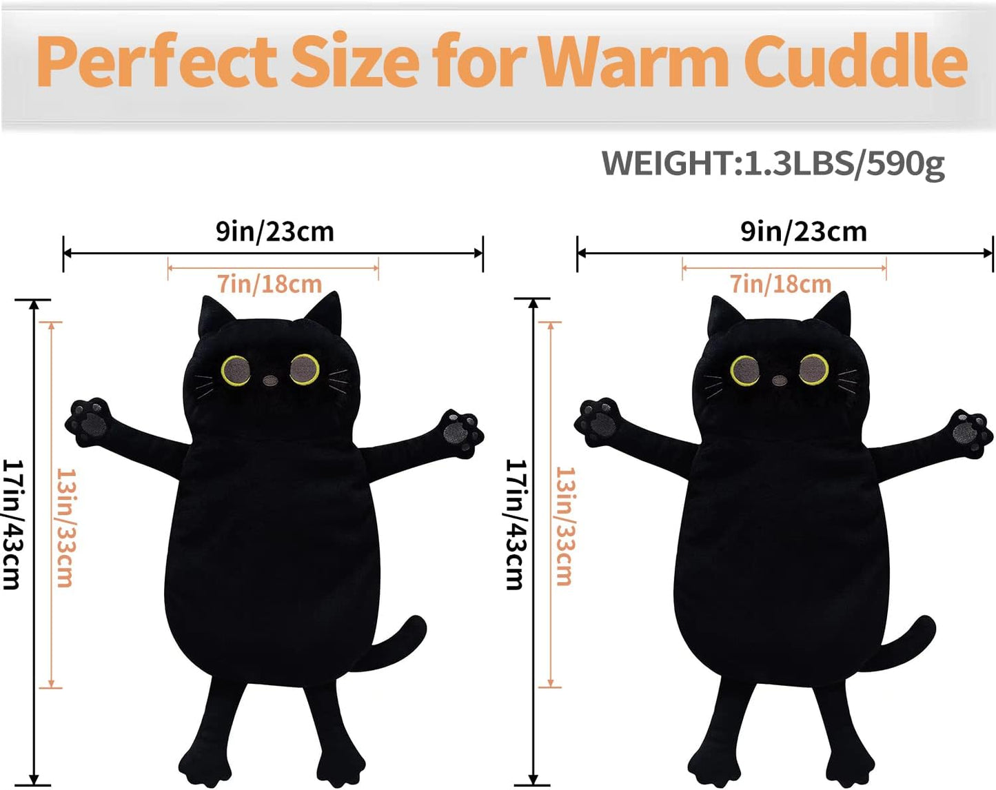 Microwave Heating Pad for Pain Relief, 17" x 9" Microwavable Heating Pads for Cramps, Back Pain, Neck Shoulder, Muscles, Knee, Joints, Natural Heat Pack Moist Heat, Black Cat