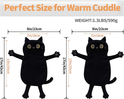 Microwave Heating Pad for Pain Relief, 17" x 9" Microwavable Heating Pads for Cramps, Back Pain, Neck Shoulder, Muscles, Knee, Joints, Natural Heat Pack Moist Heat, Black Cat