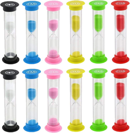 Sand Timer, KISEER 6 Pcs Colorful Hourglass Sandglass Sand Clock Timers Set 30sec / 1min / 2mins / 3mins / 5mins / 10mins for Brushing Children's Teeth, Cooking, Game, School, Office