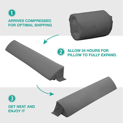 Vekkia 34" Extra-Long Wedge Pillow, 5.5" Bed Wedge Pillow for Sleeping,Gray