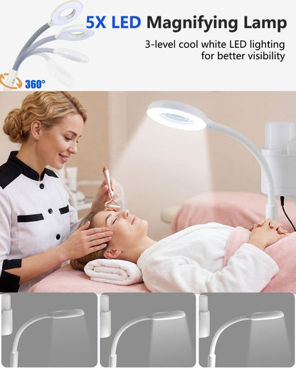 Artist hand Professional Facial Steamer with 5X LED Magnifying Lamp 3 in 1