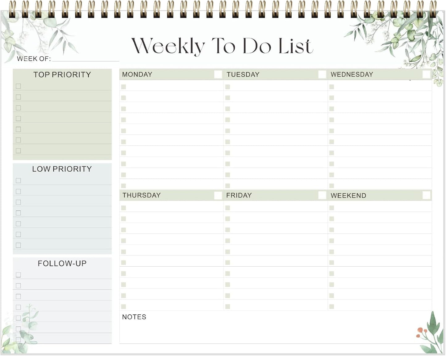 Weekly To Do List Notepad, Undated Planner with 52 Sheets (8.5''x11'') | Desk Accessories and Supplies, Women & Man, Home School & Work