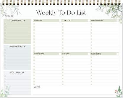 Weekly To Do List Notepad, Undated Planner with 52 Sheets (8.5''x11'') | Desk Accessories and Supplies, Women & Man, Home School & Work