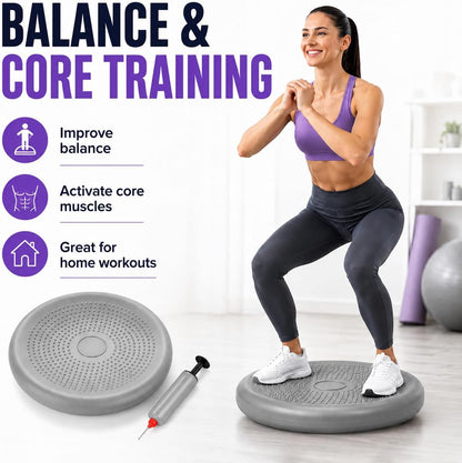 Hanstuten Wobble Seat Cushion & Core Balance Disc - Rubber Wiggle Seat for Active Sitting, Office Desk Chair, and Core Strength Training