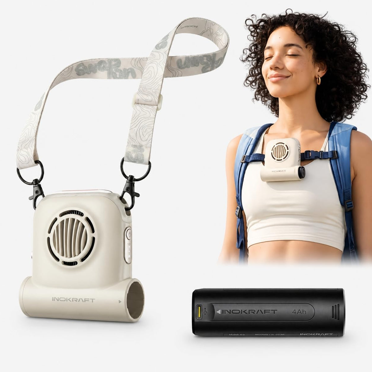 InoKraft Waist Fan with Swappable 4Ah Rechargeable Battery