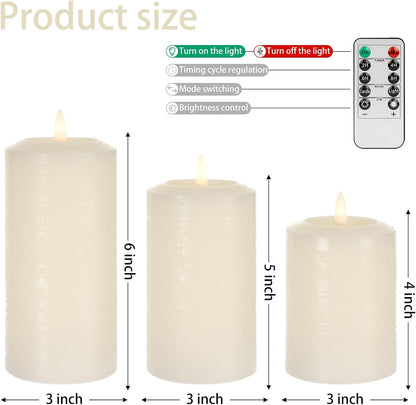 ANGELLOONG Flickering Flameless Candles, Realistic Battery Operated Candles with Remote and Timer, Set of 3 LED Candles for Fall Room Home Wedding Decor Centerpieces Table Party Christmas Decorations