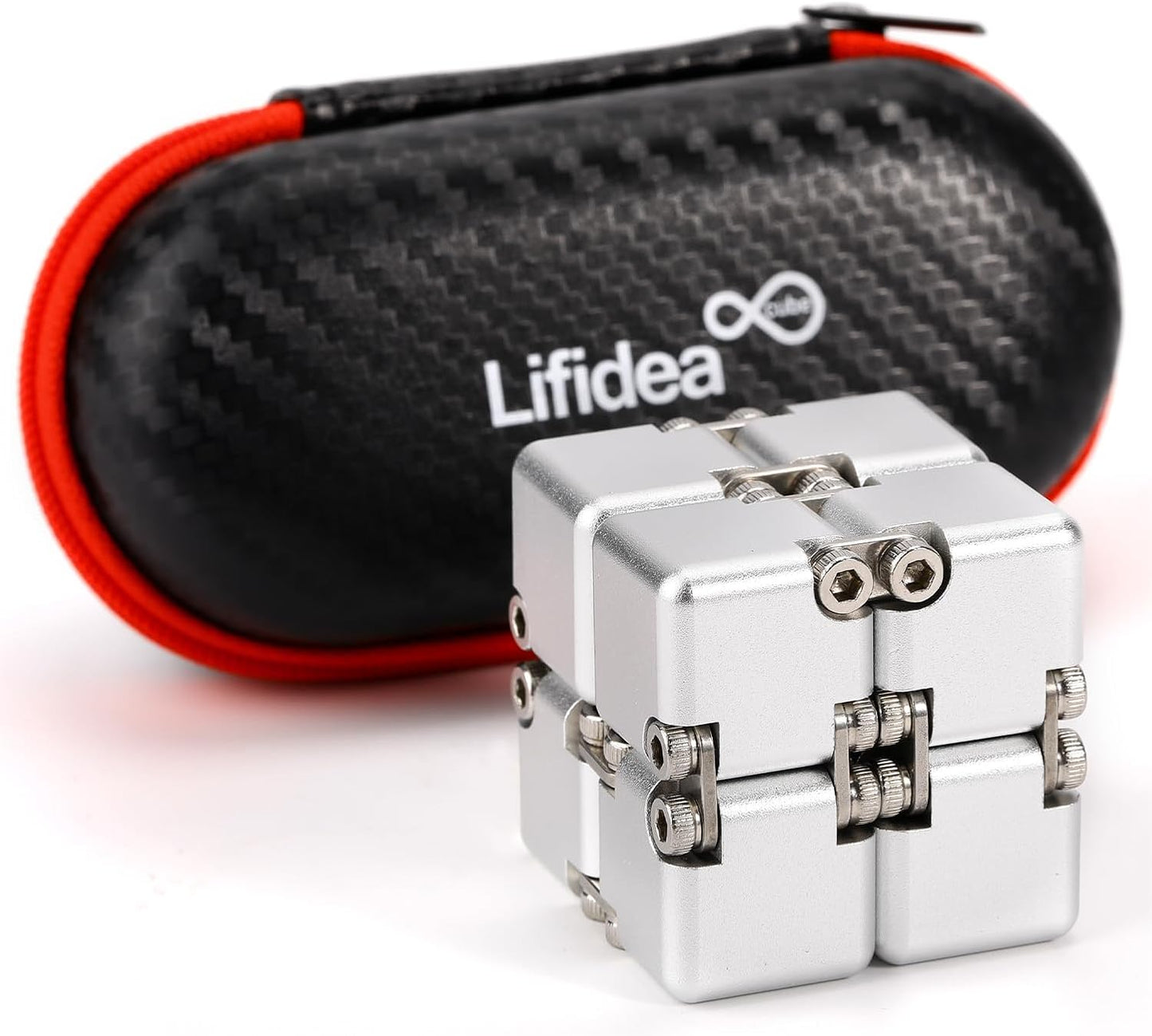Lifidea Aluminum Alloy Metal Infinity Cube Fidget Cube (6 Colors) Handheld Fidget Toy Desk Toy with Cool Case Infinity Magic Cube Relieve Stress Anxiety ADHD OCD for Kids and Adults (Blue)