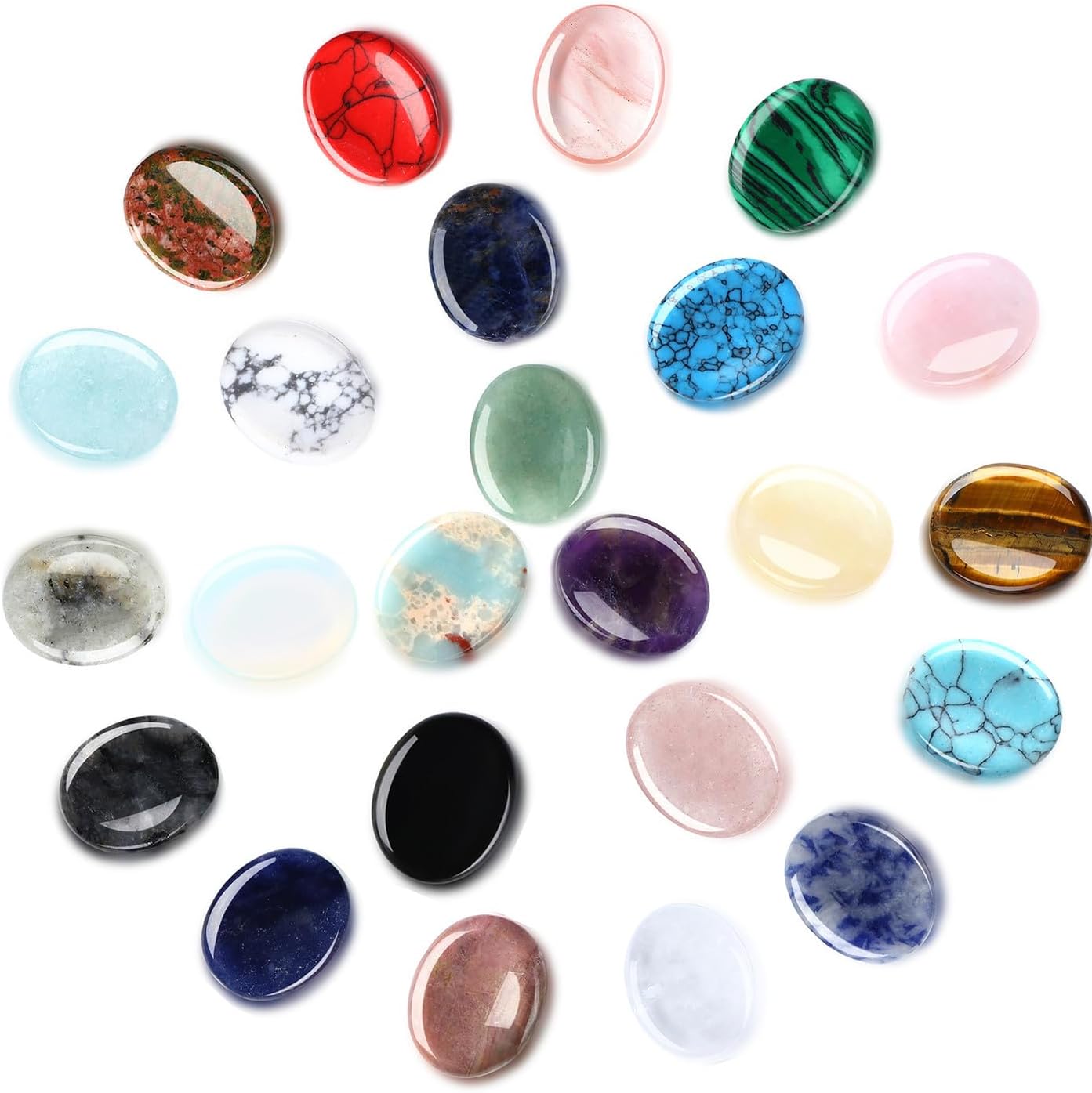DUQGUHO Worry Stones for Anxiety, Meditation Reiki Relax Thumb Worry Stones, Crystals and Healing Stones Bulk 12PCS, Stress Relief Gifts for Women