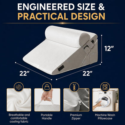 10-in-1 Adjustable Design 3PCS Wedge Pillow for Sleep Apnea, Wedge Pillow for Acid Reflux Relief, Orthopedic Headboard Bed Wedge Pillow for Sleeping, Neck & Back Support for Snoring and Reading