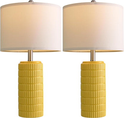 PoKat 23" Modern Ceramic Table Lamp Set of 2 for Living Room White Desk Lamps for Bedroom Farmhouse Bedside Nightstand Lamp House Warming Gifts New Home Decor End Table Lamps Gifts for Women Mom Beige