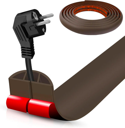 Floor Cord Cover Self Adhesive Cord Hider,10FT Cable Management, Extension Strip Protector for Wires, Prevent Cable Trips for Offices, Gyms, Exhibitions Cavity 0.39"(W) x 0.27"(H) BrownWood
