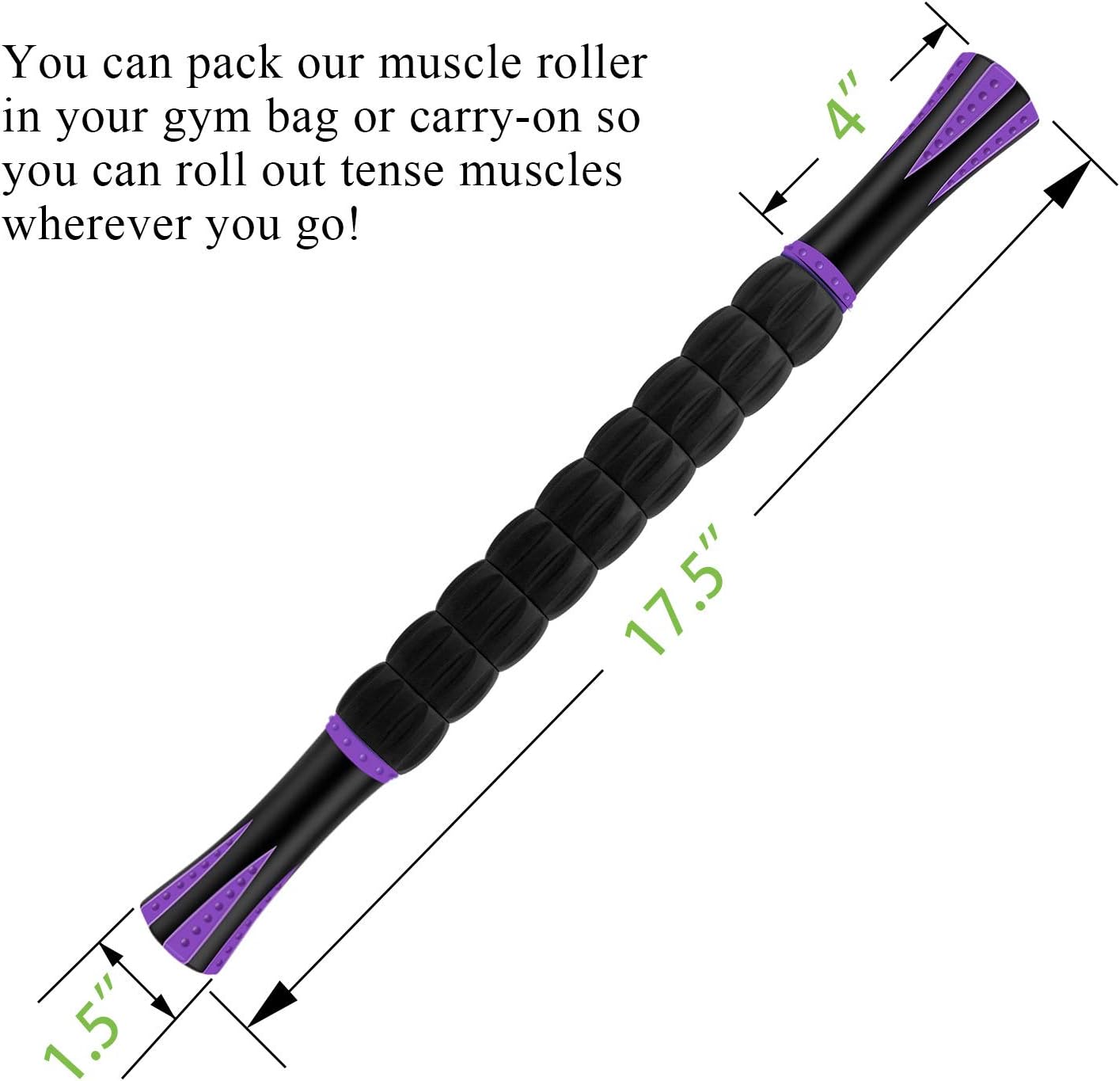 Muscle Roller Massage Roller Stick- Deep Tissue Fascia Blaster for Myofascial Pain Relief, Lymphatic Drainage & Body Sculpting, Handheld Physical Therapy & Recovery Tool (Pink black-18 inch)