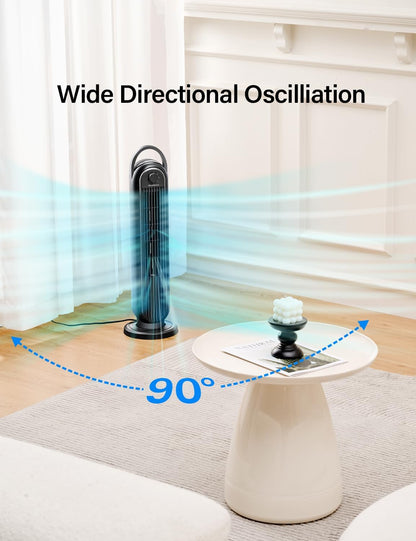 OmniBreeze Digital Electric Tower Fan, with Remote Control, LED Display, Standing Bladeless Floor Fans Cooling and Quite Indoor Living Room Bedroom use (36 Inch)…