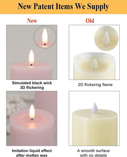 ANGELLOONG Flickering Flameless Candles, Realistic Battery Operated Candles with Remote and Timer, Set of 3 LED Candles for Fall Room Home Wedding Decor Centerpieces Table Party Christmas Decorations