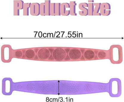 Silicone Body Scrubber for Shower,Silicone Back Body Scrubber with Handle,27.5 Inch Exfoliating Deep Clean Bath Body Brush Scrubber for Men and Women-2 PCS