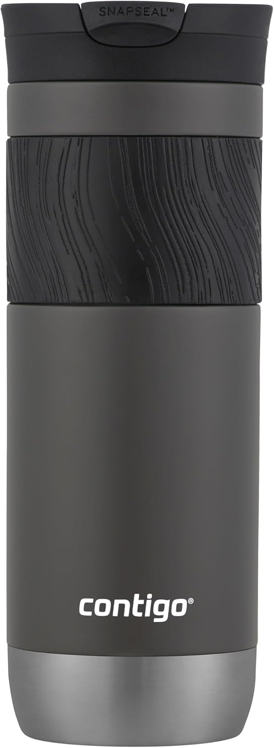 Contigo SNAPSEAL Insulated Stainless Steel Travel Mug with Grip 20oz. Blue Corn Transparent Satin & Midnight Berry