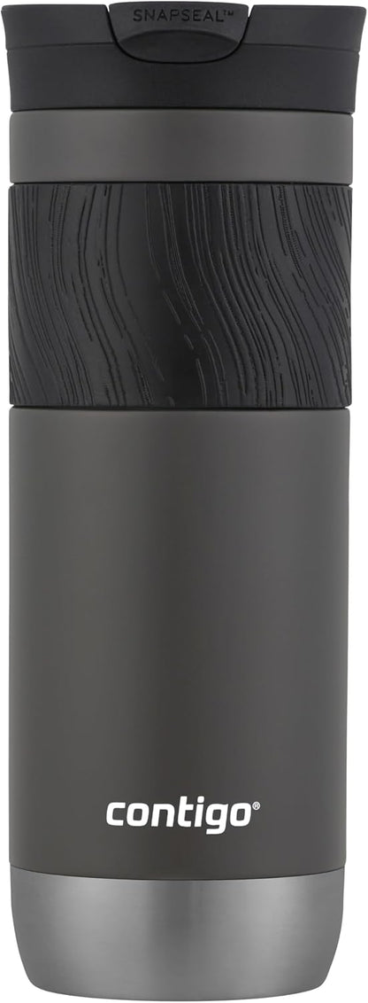 Contigo SNAPSEAL Insulated Stainless Steel Travel Mug with Grip 20oz. Blue Corn Transparent Satin & Midnight Berry