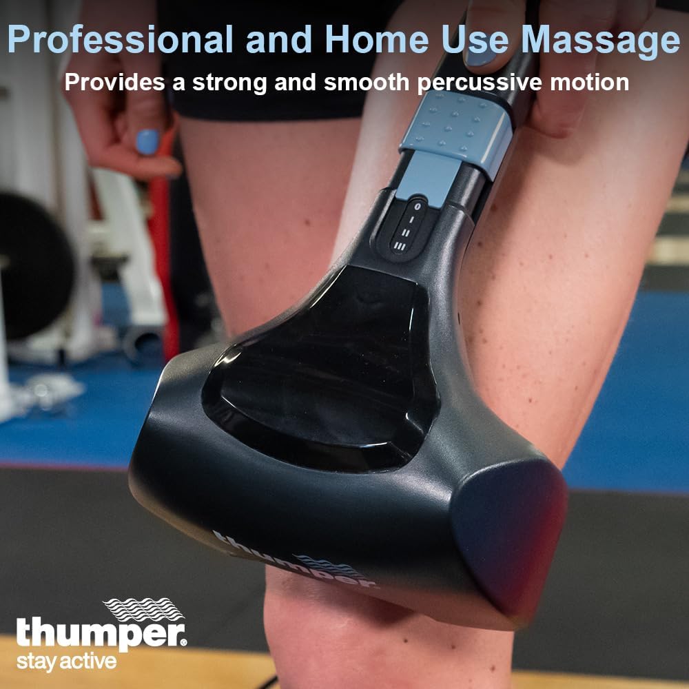 Thumper Mini Pro Percussive Massager - Deep Tissue Massage for Muscles, Back, Shoulders, Legs, arms. Powerful Percussion Electric Handheld Massage Therapy Gun with Long Handle and 3 speeds