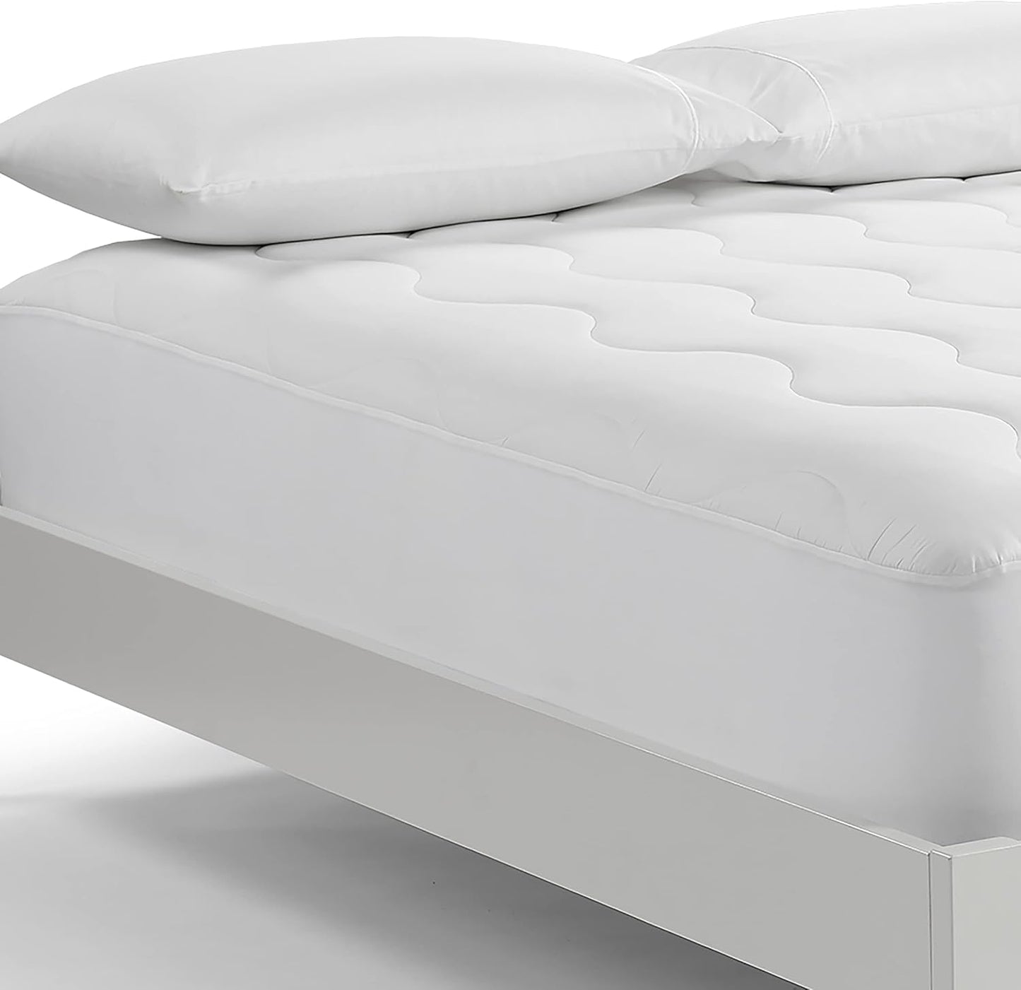 Serta Air Dry Extra Comfort Plus 100% Cotton Fabric Quilted Mattress Pad, Cooling and Breathable Mattress Cover, Moisture Wicking Protection with 18" Deep Pocket, Queen, White