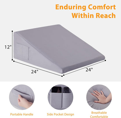 Ruqmuis Wedge Pillow for Acid Reflux, Bed Wedge Pillow for Headboard 10", Pillow Wedge for Back Pain Relief, Post Surgery, Elevated Pillows for Sleeping, Snoring, Triangle Pillow with Cover, White