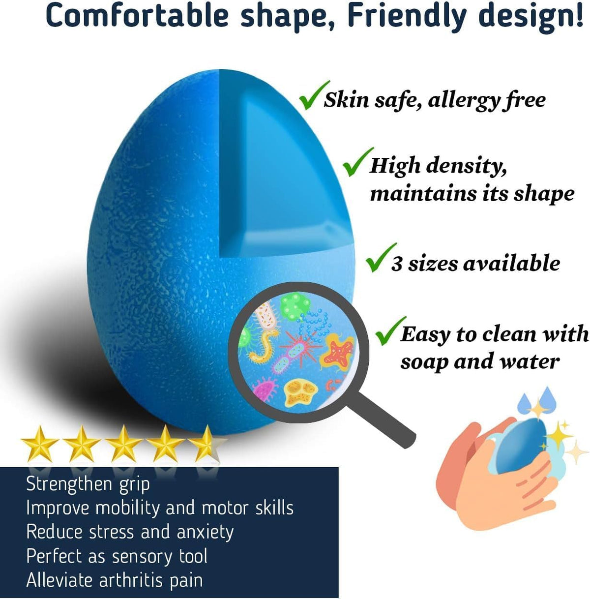 The Friendly Swede Stress Balls for Adults, Different Resistance Levels