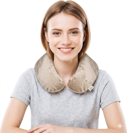 Kozi Weighted Neck Wrap - Microwavable Hot & Cold Therapy Pillow for Neck Pain, Migraine, and Muscle Stiffness Relief - Herbal Aromatherapy Heating Pad - Jute Fabric