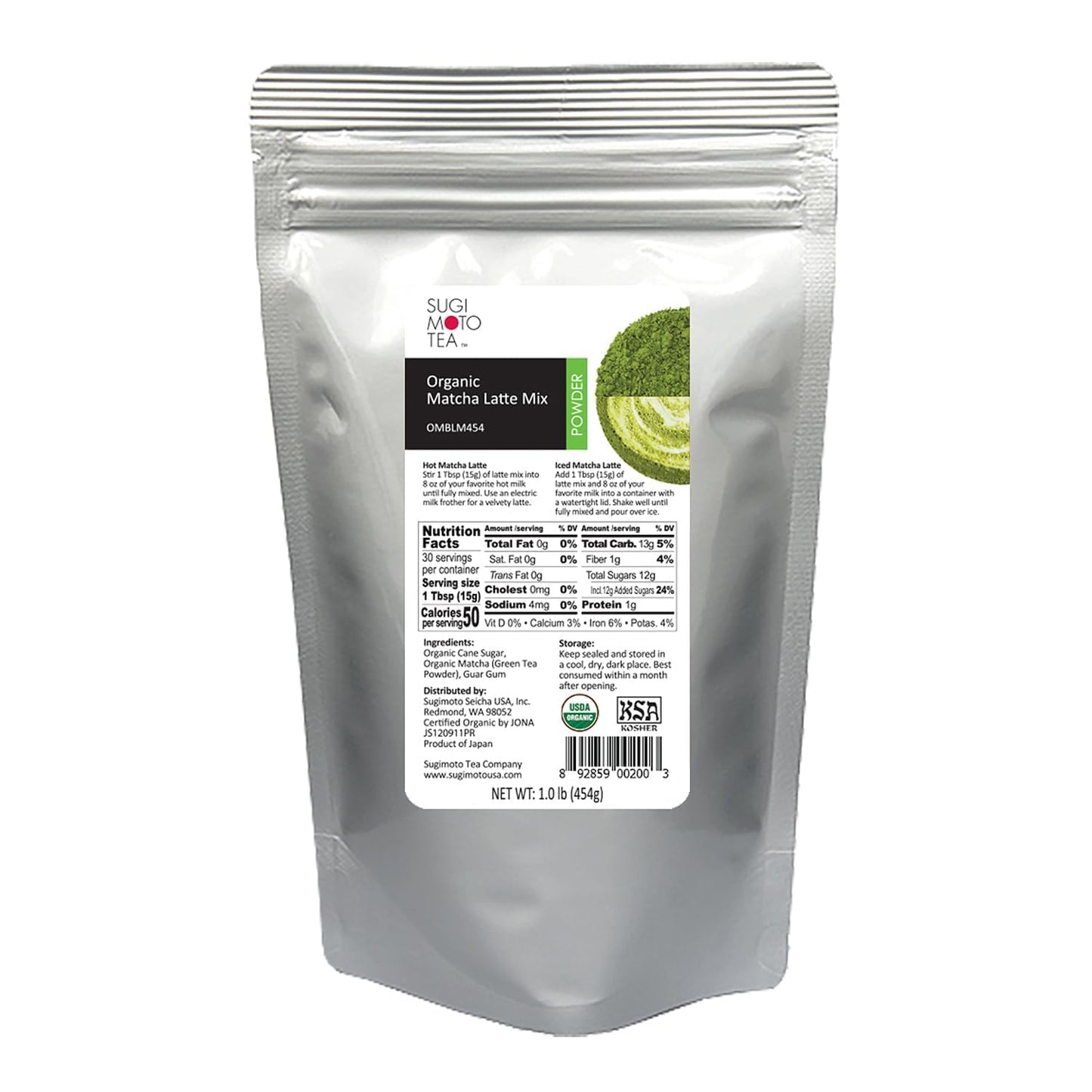 SUGIMOTO TEA Japanese Organic Matcha Latte Blend Mix 4.23 oz