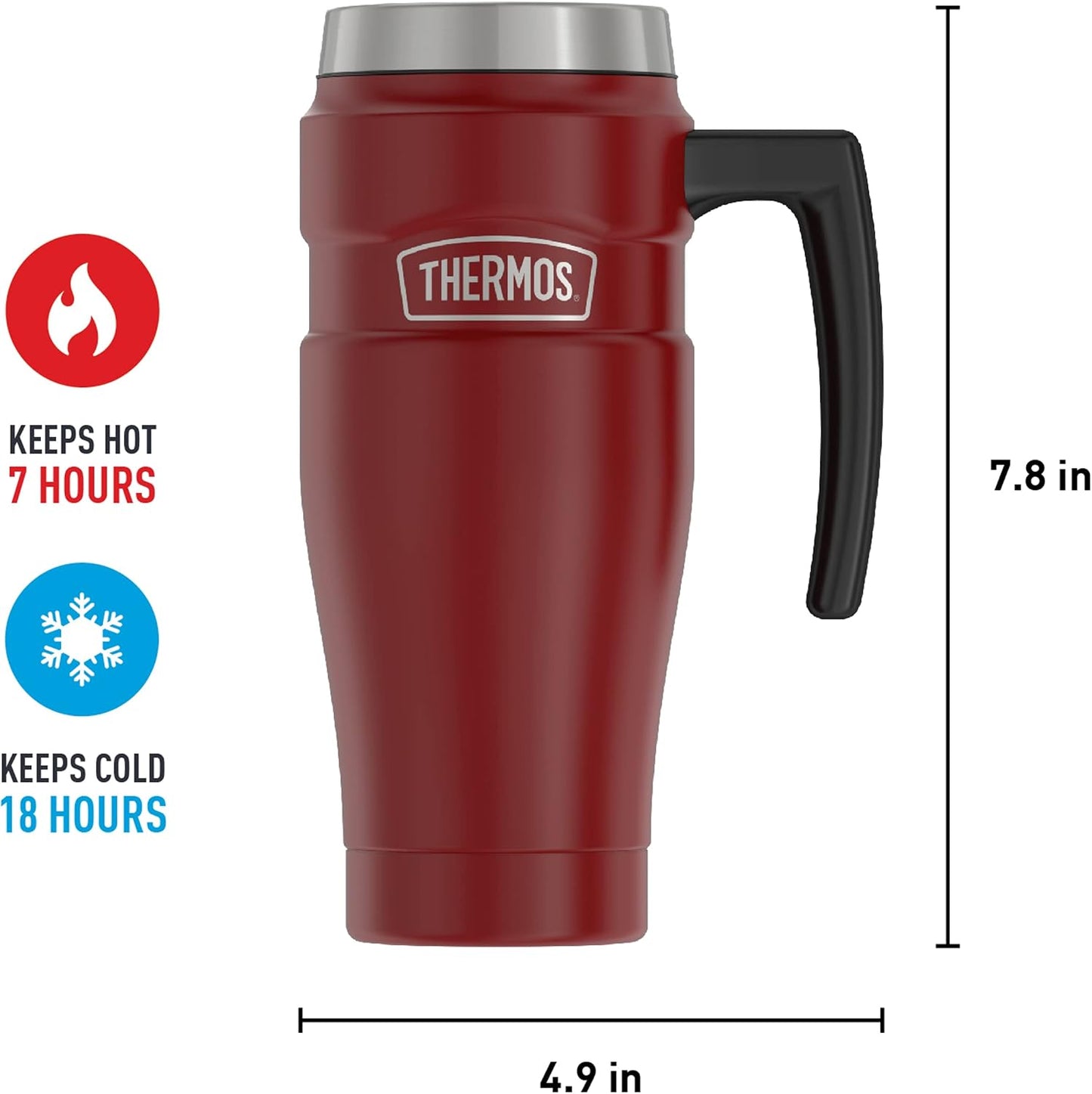 THERMOS Stainless King Vacuum-Insulated Travel Tumbler, 16 Ounce, Matte Steel
