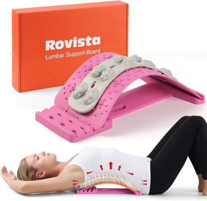 Premium Back Stretcher for Lower Back Pain Relief – 4-Level Adjustable Lumbar Support Board with Soft EVA Massage Strip – Durable & Portable Back Cracker to Release Tension and Reset Your Day (Black)