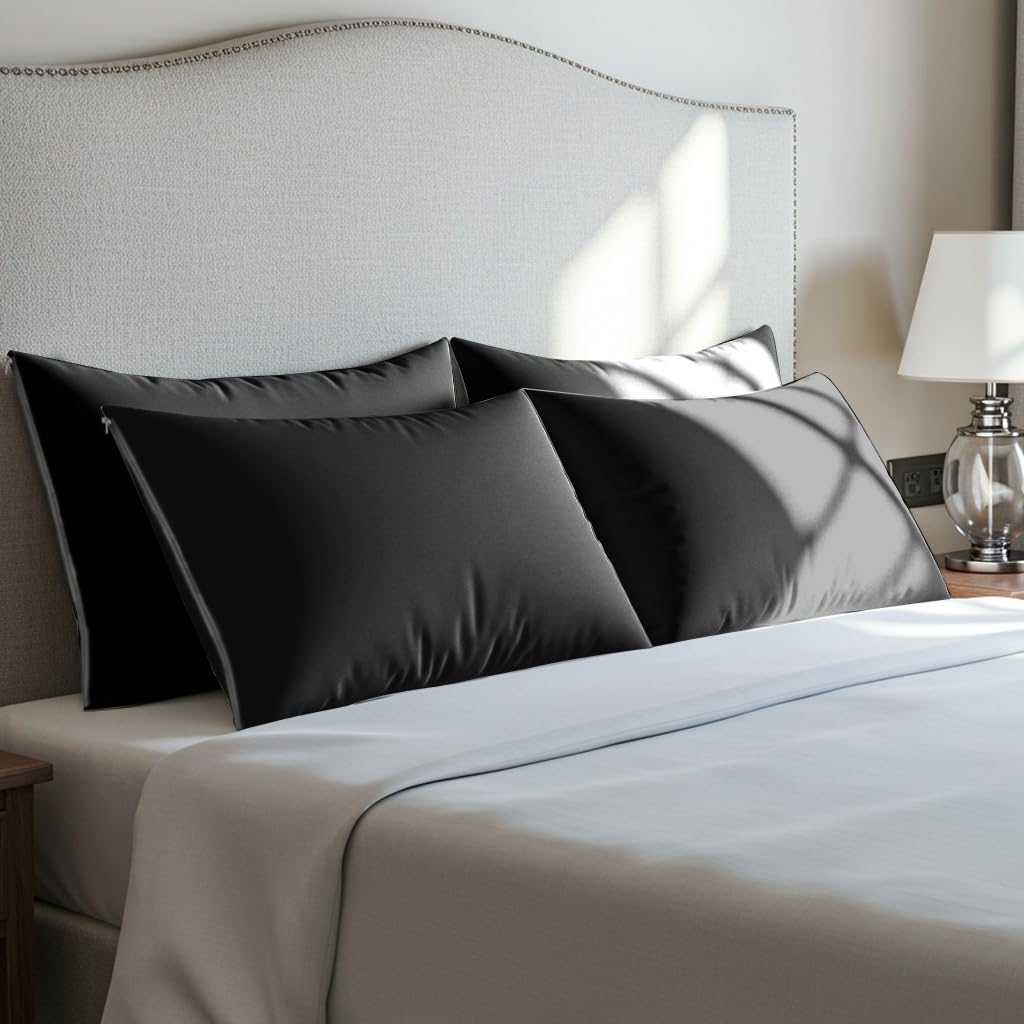 Utopia Bedding Premium 100% Waterproof Pillow Protectors with Zipper Standard Size (Set of 4), Bed Bug and Dust Mite Proof Zippered Pillow Covers, Pillow Encasement Cases, Gray