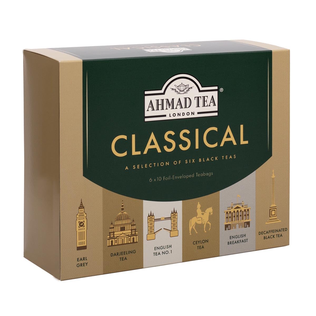 Ahmad Tea Variety Gift Box, 60 Foil Enveloped Teabags, Twelve Teas, 1 Count