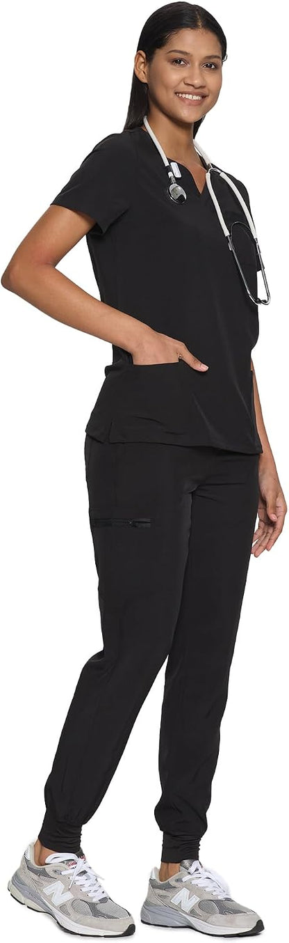 COZYFIT Scrubs for Women Set - Stretch V-Neck Scrub Top & Jogger Pant with 8 Pockets COZY SCRUBS - Colors A