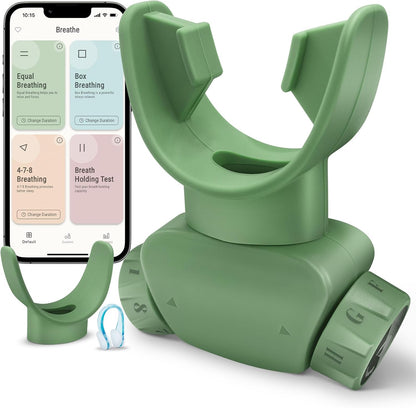 Breathing Trainer with Excellent Quality Silicone, Breathing Exercise Trainers Adjustable and Portable Easy to Clean for Daily,Fitness & Sport(Green)
