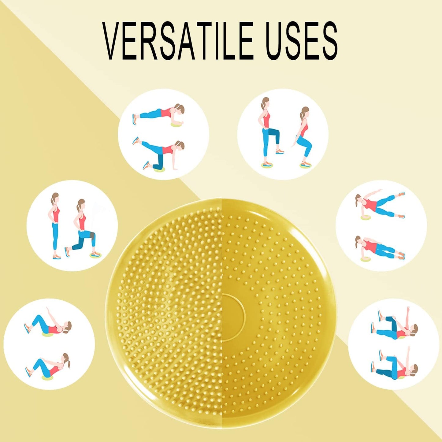 Wobble Cushion, Balance Disc, Wiggle Seat, Balance Pads for Physical Therapy, Stability Disc, Wobble Board for Dogs, Office, Sensory Kids, Classroom with Spiky Massage Ball