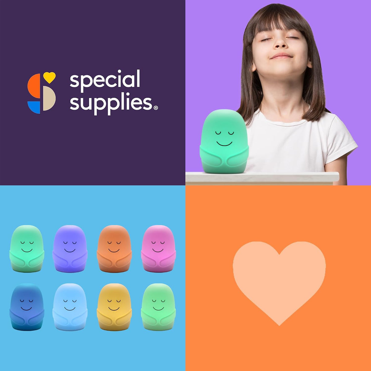 Special Supplies Mindfulness Guided Breathing Exercises, Nightlight Mode, Guided Daily Visual Relaxation and Restful Sleep for Kids or Adults, Color Changing Nightlight