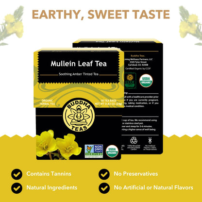 Buddha Teas Organic Mullein Leaf Tea - Herbal Tea & Caffeine Free