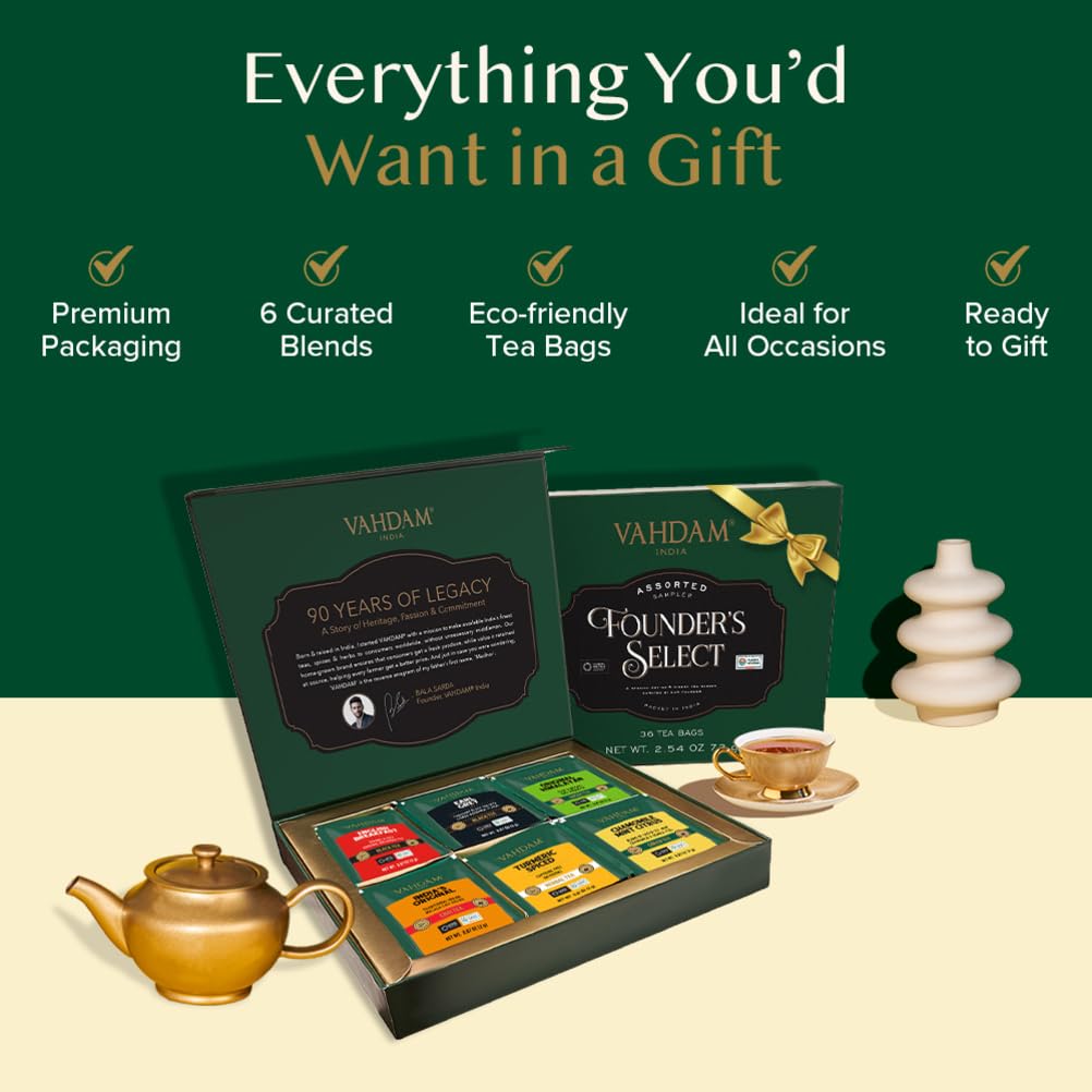 VAHDAM, Assorted Black Tea Loose Leaf Tea Gift Set (10 Flavors) Gift Ideas for Women & Men | Directly Sourced From Assam and Darjeeling | Resealable Ziplock Pouch