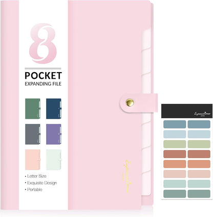 Sooez Elegant Accordion File Organizer, 8 Pocket Expanding File Folder