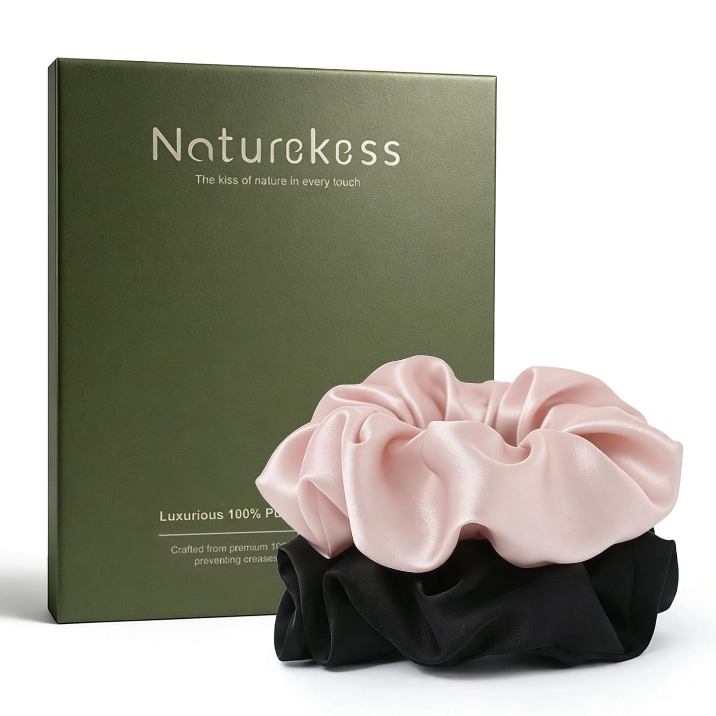 100% Mulberry Silk Scrunchies for Women, Oversized XL Hair Tie for Sleeping, Curly Thick or Thin Hair, No Damage Soft Silk Hair Accessory
