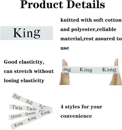 Bed Sheet Organizer Bands, Sheet Organizers and Storage Label Bands, Sheet Label for Bedding, Sheets Organizer for Closet,Sheet Keepers Linen Labels Bedding Bands (Queen)