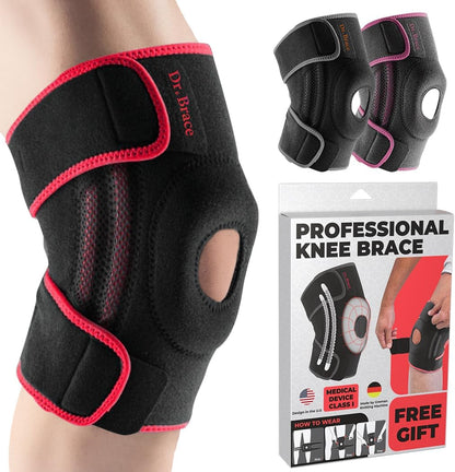 DR. BRACE ELITE Knee Brace with Side Stabilizers & Patella Gel Pads for Maximum Knee Pain Support and fast recovery for men and women-Please Check How To Size Video (Mercury, Medium)