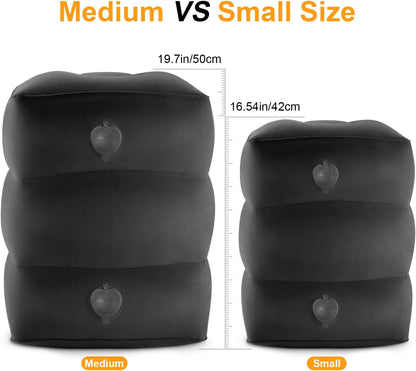 Inflatable Travel Foot Rest Pillow, Kids Airplane Bed, Adjustable Height Leg Pillow for Air Travel, Make a Flat Bed for Kids and Toddlers, Great for Airplane, Train, car（Grey, 1 Pack）