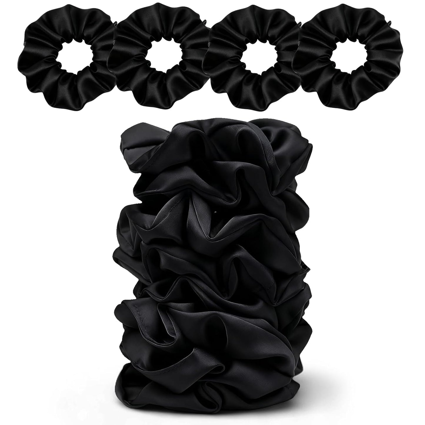Satin Scrunchies for Women – 8PCS Blush & Brown Silk Hair Ties Set – No Crease, Frizz-Free, Gentle Elastic Hair Bands, Soft & Stylish Everyday Hair Accessories Gifts