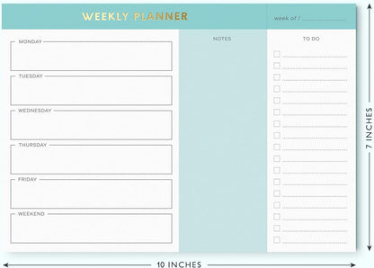 Sweetzer & Orange Weekly To Do List Pad. Gold Foil Weekly Organizer Notepad with Daily Agenda Squares. 7x10” Day Scheduler 2026 - Student Agenda, Work Log, and Checklist Note Pad.