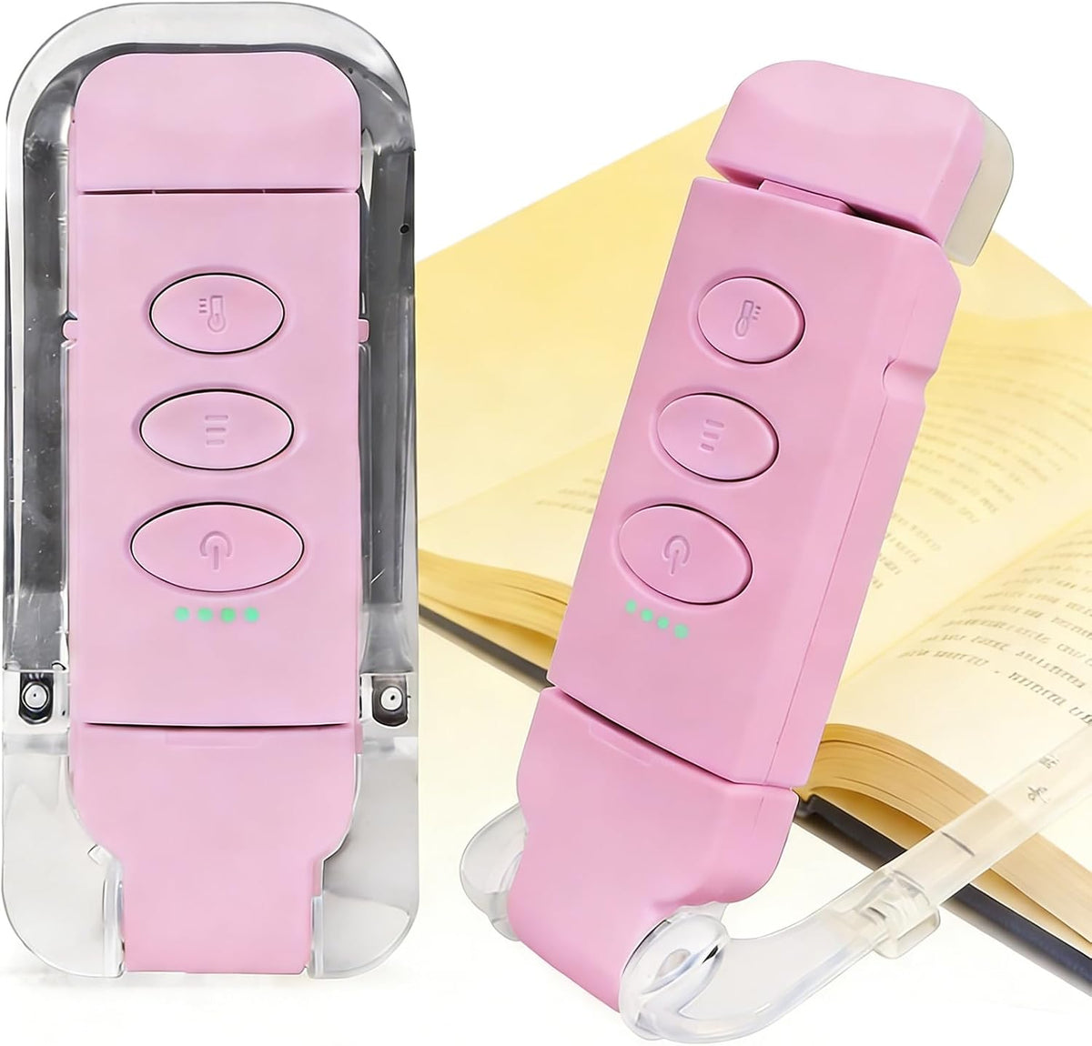 USB Rechargeable Book Light, Portable Clip-on LED Reading Light, Reading Lights for Books in Bed with 3 Amber Colors & 5 Brightness Dimmable, Compact & Long Lasting, Perfect for Book Lovers (Pink)