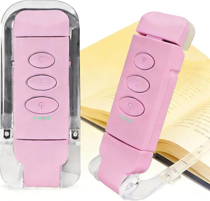 USB Rechargeable Book Light, Portable Clip-on LED Reading Light, Reading Lights for Books in Bed with 3 Amber Colors & 5 Brightness Dimmable, Compact & Long Lasting, Perfect for Book Lovers (Pink)