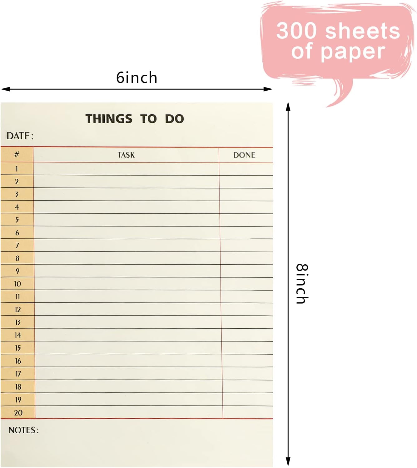 Spakon 300 Sheets Daily to Do List Notepad Notebook Library Card to Do Planner Checklist Memo Writing Pad Schedule Reminder Office Homework Planner for Task, 6" x 8(Classic,White)